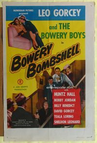 4x095 BOWERY BOMBSHELL 1sh '46 Bowery Boys Leo Gorcey & Huntz Hall romancing and at gunpoint!