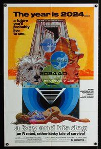 4x096 BOY & HIS DOG 1sh '75 cool Robert Tanenbaum sci-fi artwork with sexy half-dressed babe!