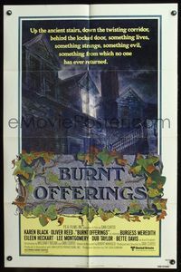 4x107 BURNT OFFERINGS style A 1sh '76 cool art of the spooky mansion from which no one has returned!