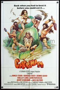 4x118 CAVEMAN 1sh '81 wacky art of prehistoric Ringo Starr & sexy Barbara Bach!