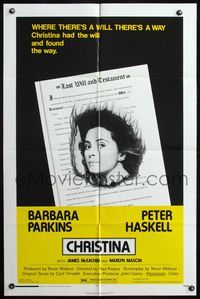 4x123 CHRISTINA 1sh '74 sexy Barbara Parkins pays $25,000 to a man for marriage!