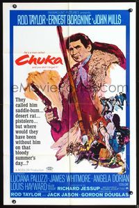 4x126 CHUKA 1sh '67 Rod Taylor is a saddle-bum & pistolero, cool Native American art!