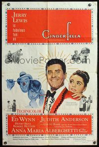 4x127 CINDERFELLA 1sh '60 Norman Rockwell art of Jerry Lewis & Anna Maria Alberghetti!