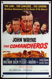 4x135 COMANCHEROS 1sh '61 cowboy John Wayne, Stuart Whitman, Lee Marvin, directed by Michael Curtiz