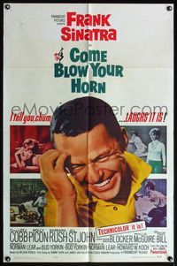 4x137 COME BLOW YOUR HORN 1sh '63 laughing Frank Sinatra, from Neil Simon's play!