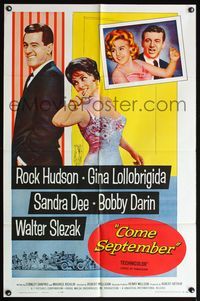 4x139 COME SEPTEMBER 1sh '61 Sandra Dee, sexy Gina Lollobrigida, Rock Hudson, Bobby Darin!