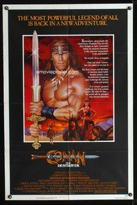 4x143 CONAN THE DESTROYER 1sh '84 Arnold Schwarzenegger is the most powerful legend of all!