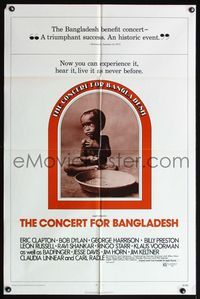 4x144 CONCERT FOR BANGLADESH 1sh '72 rock & roll benefit show, image of starving child!