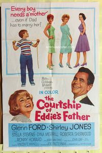 4x152 COURTSHIP OF EDDIE'S FATHER 1sh '63 Ron Howard helps Glenn Ford choose his new mother!