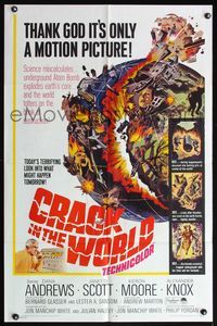 4x154 CRACK IN THE WORLD 1sh '65 atom bomb explodes, thank God it's only a motion picture!