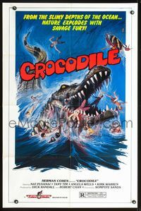 4x160 CROCODILE 1sh '81 Chorake, wild art of giant croc eating nearly naked girl!