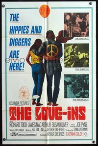 4x581 LOVE-INS 1sh '67 Richard Todd, James MacArthur, hippies & diggers, sex & drugs!