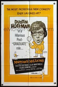 4x590 MADIGAN'S MILLIONS 1sh '70 wacky art of detective Dustin Hoffman in a post-Graduate role!