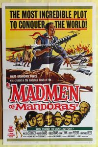 4x592 MADMEN OF MANDORAS 1sh '63 the most incredible plot to conquer the world, wacky sci-fi art!