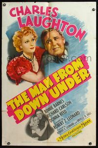 4x597 MAN FROM DOWN UNDER 1sh '43 Charles Laughton, Binnie Barnes, Donna Reed, Richard Carlson