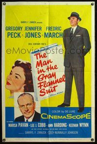 4x601 MAN IN THE GRAY FLANNEL SUIT style B 1sh '56 Gregory Peck, Jennifer Jones, Fredric March