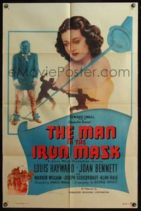 4x602 MAN IN THE IRON MASK 1sh R47 Louis Hayward, sexy Joan Bennett, directed by James Whale!