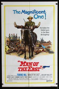 4x604 MAN OF THE EAST 1sh '74 wacky image of cowboy Terence Hill on horseback, spaghetti western!