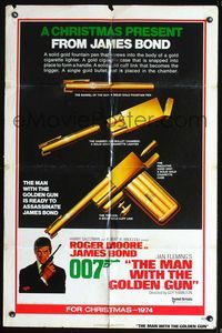 4x615 MAN WITH THE GOLDEN GUN int'l Christmas advance 1sh '74 Roger Moore as James Bond