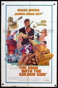 4x614 MAN WITH THE GOLDEN GUN east hemi 1sh '74 art of Roger Moore as James Bond by Robert McGinnis!