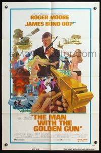 4x616 MAN WITH THE GOLDEN GUN west hemi 1sh '74 art of Roger Moore as James Bond by Robert McGinnis!