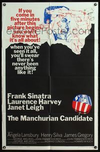 4x620 MANCHURIAN CANDIDATE 1sh '62 cool art of Frank Sinatra, directed by John Frankenheimer!