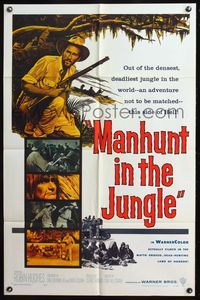 4x624 MANHUNT IN THE JUNGLE 1sh '58 Matto Grosso Amazon, the deadliest jungle in the world!