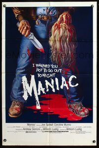 4x628 MANIAC 1sh '80 most classic gory Gaia horror artwork of killer holding severed head!