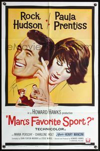 4x631 MAN'S FAVORITE SPORT 1sh '64 fake fishing expert Rock Hudson falls in love w/Paula Prentiss!