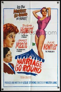 4x643 MARRIAGE-GO-ROUND 1sh '60 Julie Newmar wants to borrow Susan Hayward's husband James Mason!