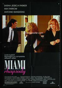 4x652 MIAMI RHAPSODY DS 1sh '95 pretty Mia Farrow, Sarah Jessica Parker & Antonio Banderas!