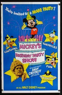 4x653 MICKEY'S BIRTHDAY PARTY SHOW 1sh '78 Davy Crockett, great image of Disney cartoon stars!