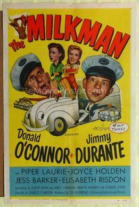 4x655 MILKMAN 1sh '50 wacky art of Donald O'Connor & Jimmy Durante + sexy Piper Laurie!