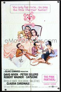 4x750 PINK PANTHER 1sh '64 wacky art of Peter Sellers & David Niven by Jack Rickard!