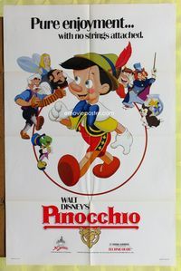 4x754 PINOCCHIO 1sh R84 Walt Disney's classic fantasy cartoon!