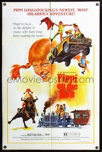 4x755 PIPPI ON THE RUN 1sh '77 Pa rymmen med Pippi Langstrump, cool Smith art of Inger Nilsson!