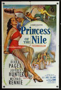 4x765 PRINCESS OF THE NILE 1sh '54 sexy full-length art of barely-dressed young Debra Paget!