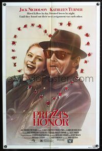 4x771 PRIZZI'S HONOR 1sh '85 cool art of smoking Jack Nicholson & Kathleen Turner!