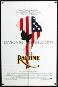 4x776 RAGTIME 1sh '81 James Cagney, Pat O'Brien, cool patriotic silhouette art!