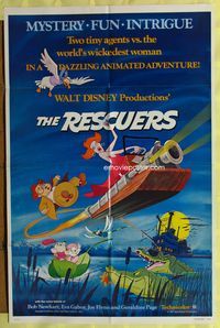 4x786 RESCUERS 1sh '77 Walt Disney mouse mystery adventure cartoon!