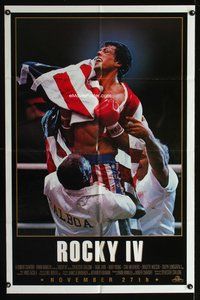 4x800 ROCKY IV advance 1sh '85 great image of heavyweight champ Sylvester Stallone in boxing ring!