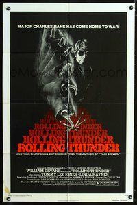 4x802 ROLLING THUNDER 1sh '77 Paul Schrader, wild image of crazed veteran with hook!