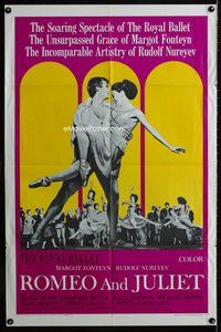 4x803 ROMEO & JULIET 1sh '66 Margot Fonteyn, Rudolf Nureyev, English ballet!