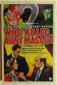 4x988 WHO KILLED AUNT MAGGIE 1sh '40 art of Wendy Barrie, John Hubbard, Edgar Kennedy & black cat!