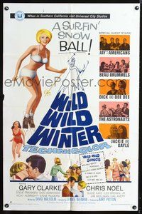 4x990 WILD WILD WINTER 1sh '66 sexy half-clad teen skiier, Jay and The Americans & early rockers!