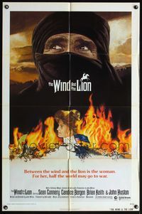 4x992 WIND & THE LION 1sh '75 art of Sean Connery & Candice Bergen, directed by John Milius!