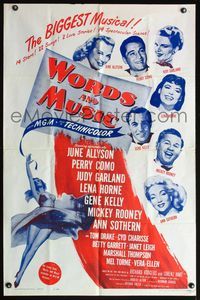 4x994 WORDS & MUSIC 1sh R62 Judy Garland, Lena Horne & musical all-stars, bio of Rodgers & Hart!