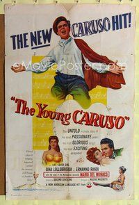 4x998 YOUNG CARUSO 1sh '53 Ermanno Randi as opera singer Enrico Caruso + pretty Gina Lollobrigida!