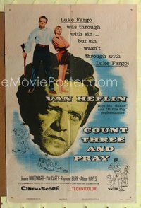 4y176 COUNT THREE & PRAY 1sh '55 many images of Van Helflin, who tops his performance in Shane!