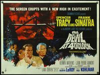 4z116 DEVIL AT 4 O'CLOCK British quad '61 Howard Terpning artwork of Spencer Tracy & Frank Sinatra!